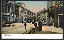 AK Bellinzona, Strassenpartie mit Cafe