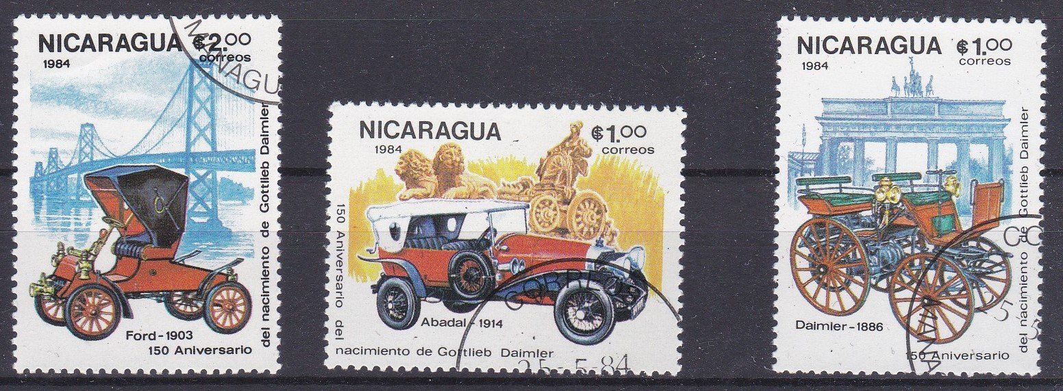 Tutti i francobolli: 3 Timbres Nicaragua 1984 Voitures obl. – Usato da Blonay venduto da Leglaude_01