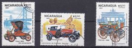 3 Timbres Nicaragua 1984 Voitures obl.