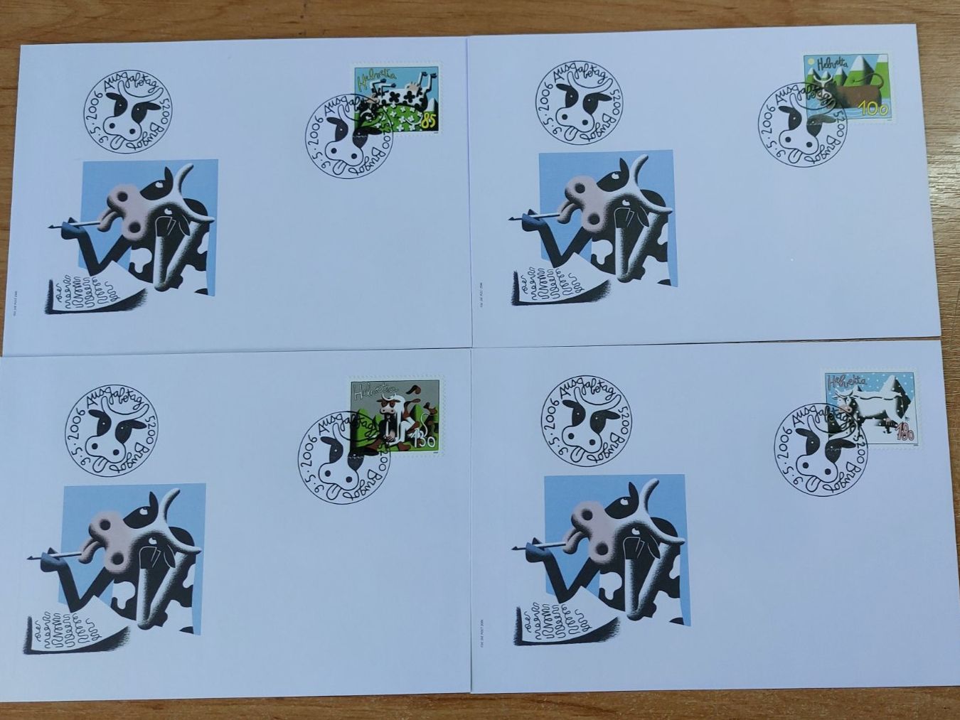 Tutti i francobolli: F1198 - 4 FDC Vaches suisses – Usato da Trélex venduto da Phil_Albert