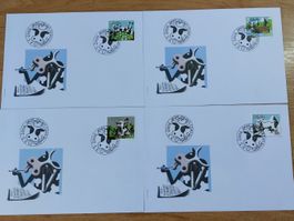 F1198 - 4 FDC Vaches suisses