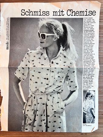 Zugeschnittener Stoff mit Schnittmuster Gr. 38, Vintage Stil