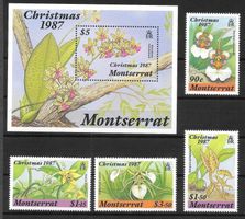 Montserrat Serie 687 - 690 + Block Blumen Orchideen ** 1987