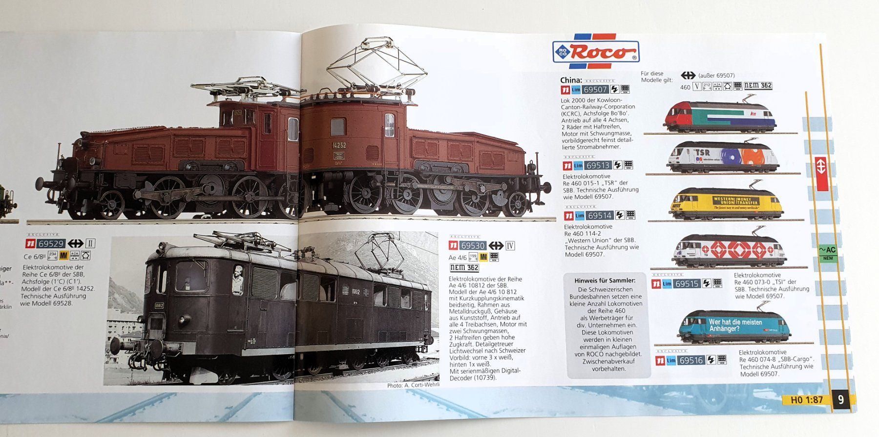 Roco Modellini di ferrovie: Prospectus Wechselstromsystem Roco 1996/97, 1998/99, 2000/01 – Usato da Martigny venduto da Abm1000 2