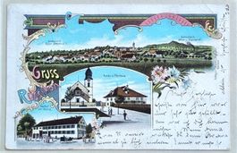 Russikon (ZH) - Gasthof Krone - Dorfansicht - Litho - 1902