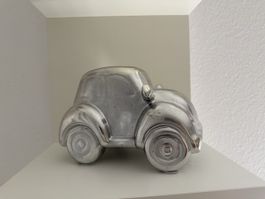 Dekofigur Auto Spardose silberfarben Keramik
