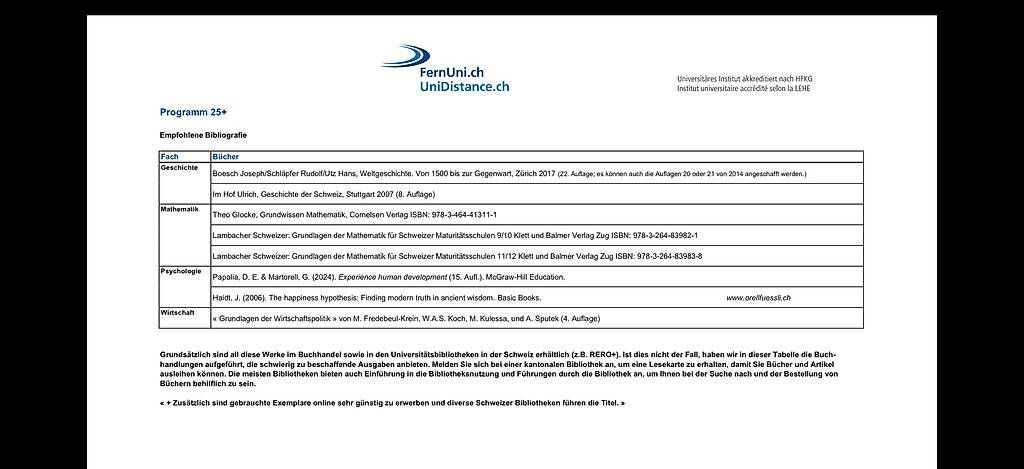 Bücher: Lernbücher Programm 25+ (FernUni.ch) – Gebraucht aus Kerns von jas_s28z 1