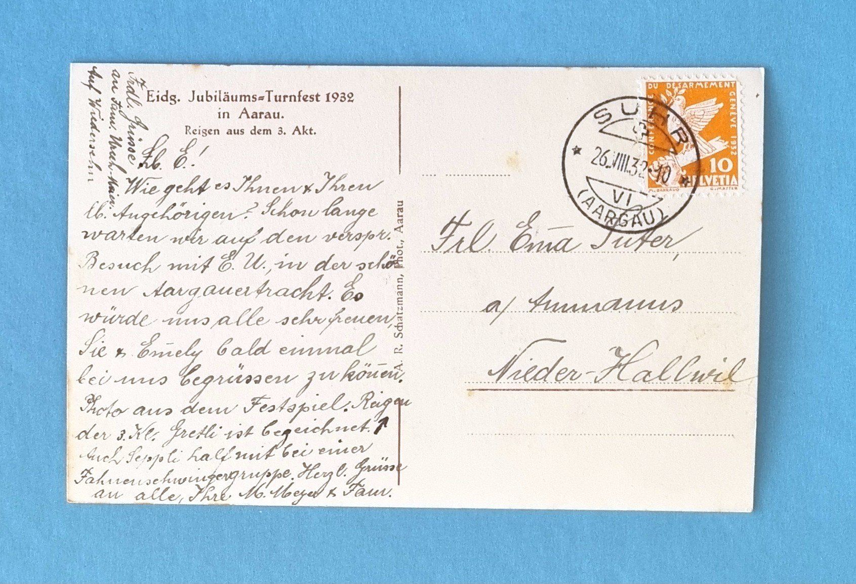 Ansichtskarten: Aarau - Eidg. Jubiläumsturnfest - 1932 – Gebraucht aus Rothrist von RROENK 1