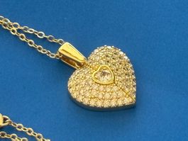 Luxus Elegante Kette mit Zirkonia Farbe : Gold/ Silber
