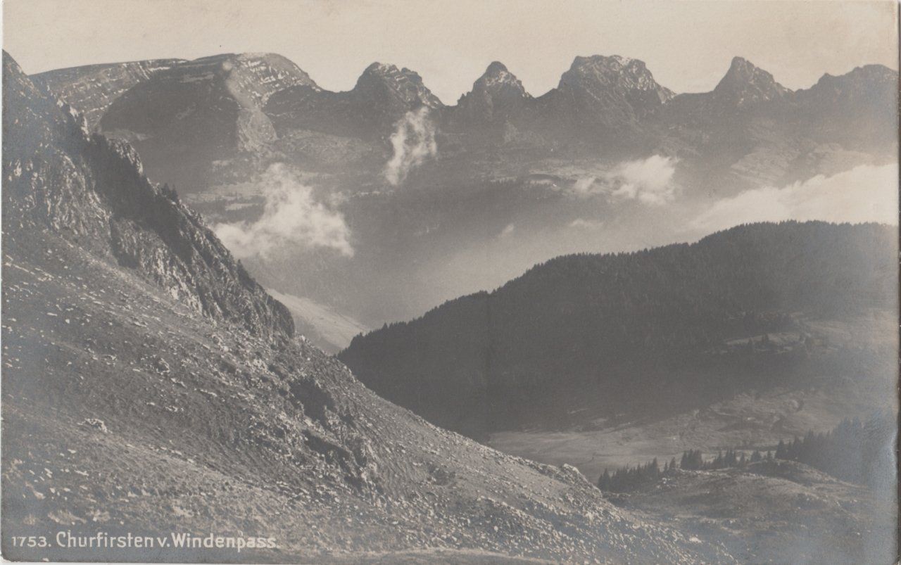 Cartes postales: Churfirsten v. Windenpass - (1915) – D'occasion à Fällanden par Blausegelfliege 1