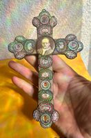 Antikes Mikromosaikkreuz: Papst Pius XI✨ital.Religion✨20cm🙏