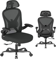 Ergonomischer Bürostuhl Drehstuhl mit Kopfstütze Schwarz