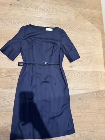 Hugo Boss "REDA" Wool Blend Dress, Size 8, Navy Pinstripe (5