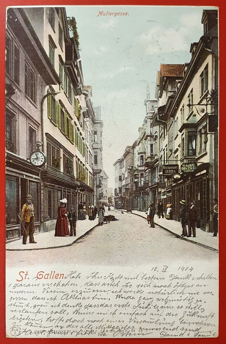 Ansichtskarten: St.Gallen 1903 - Multergasse – Gebraucht aus Kreuzlingen von Rschweiz1