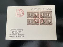 Schweiz FDC 1943  / Znr: 258 Viererblock