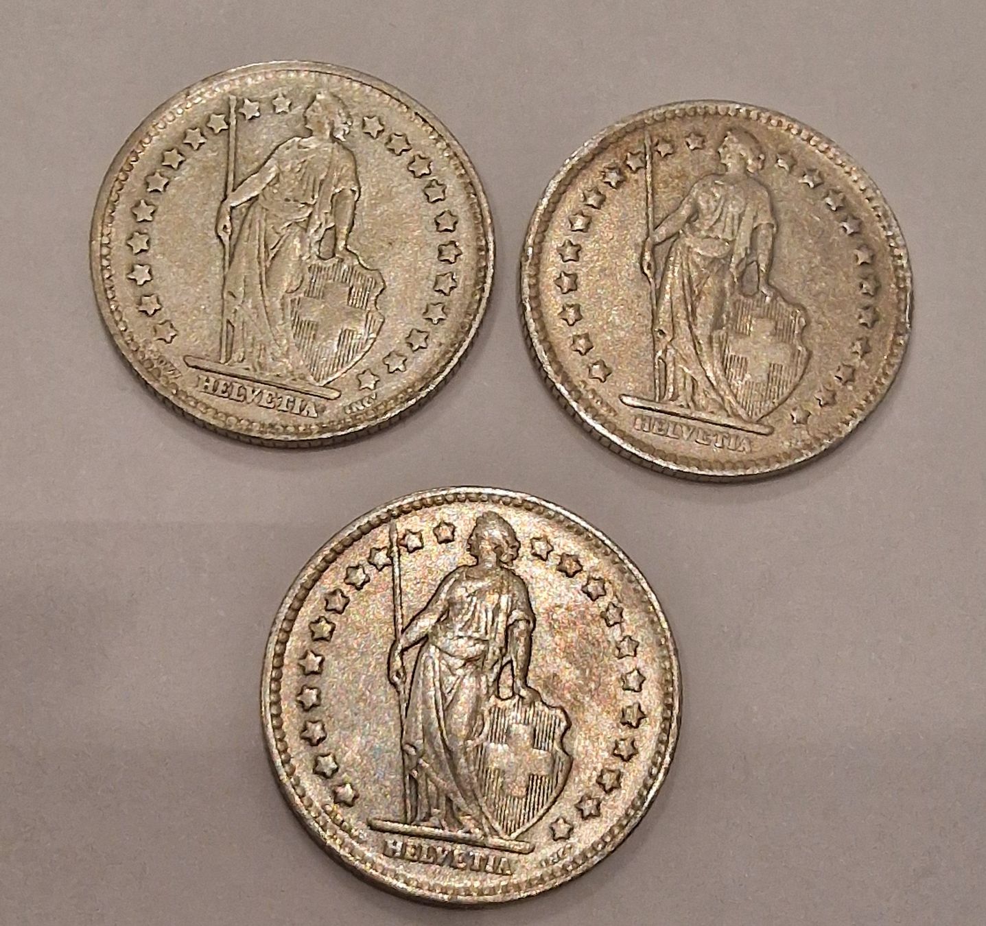 Tutti le monete: 3x Schweizer 1 Franken 1957 Helvetia-Muenz-Sammlung – Usato da Arbon venduto da sar_l7ll 1