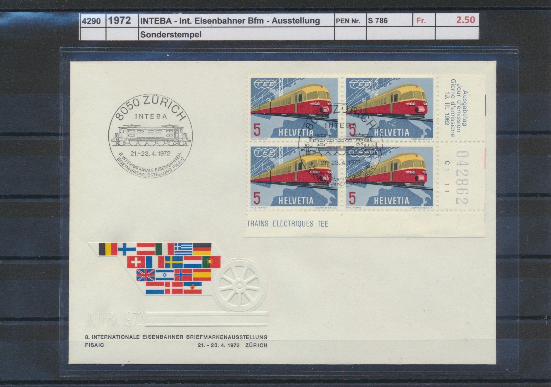 Tutti i francobolli: 1972 "INTEBA - Int. Eisenbahner Bfm. - Ausstellung", SSt. – Usato da Winterthur venduto da Zupogeru