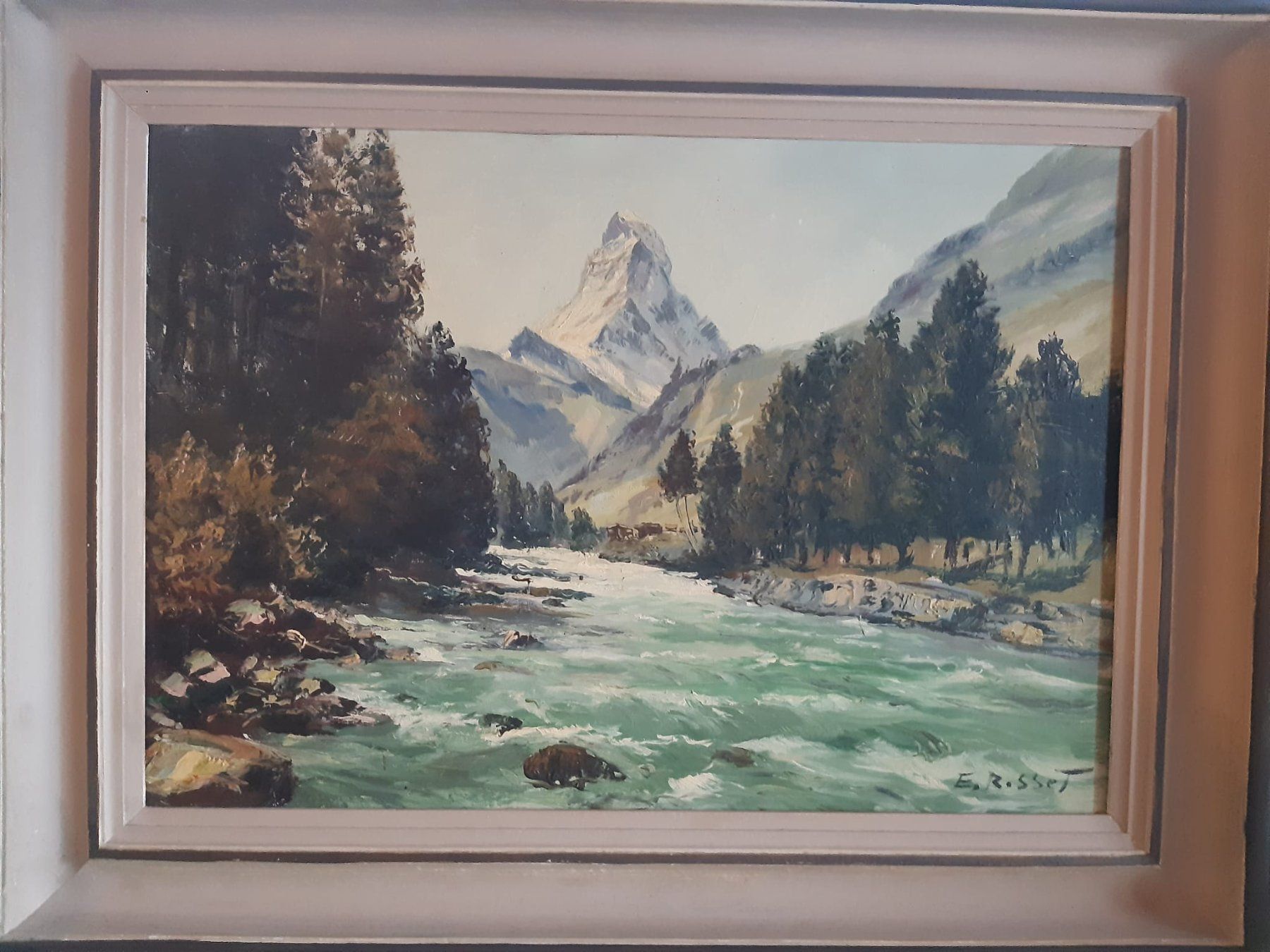 Dipinti: Tableau LE CERVIN signé E. ROSSET – Nuovo (secondo la descrizione) da St-Aubin FR venduto da celine217