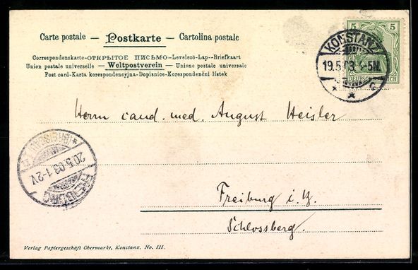 Cartoline postali: AK Ermatingen, Ortspartie, 1903 – Usato da Berlin venduto da bartko-reher 1