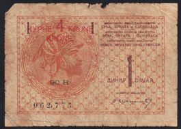 Jugoslawien 1 Dinar / 4 Krune 1919