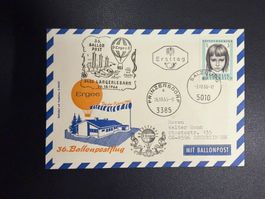36. Österreichischer Pro Juventute Ballonpostbrief 1966