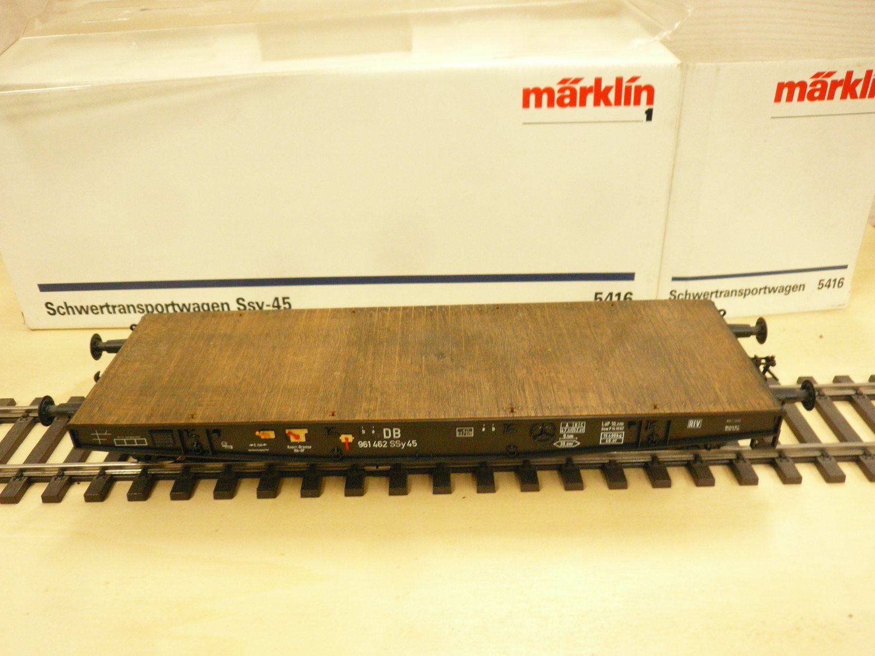 Märklin Modellini di ferrovie: MÄRKLIN 5416 SCHWERLAST GÜTERWAGEN MIT OVP – Usato da Pfaffnau venduto da nolff 1