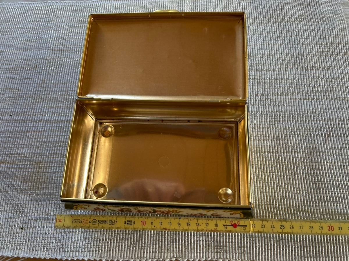 Altre Stoviglie: Vintage Schmuckschatulle, Blumenmuster, Goldfarben – Usato da Heimenhausen venduto da bergblick4 1