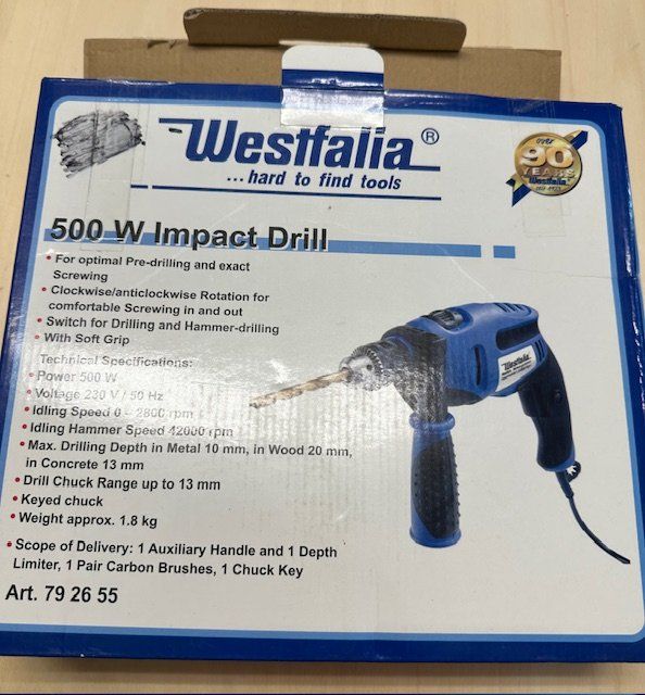 Bohrmaschinen: WESTFALIA TRAPANO A PERCUSSIONE 500 W – Neu und originalverpackt aus Gorduno von ziovecc