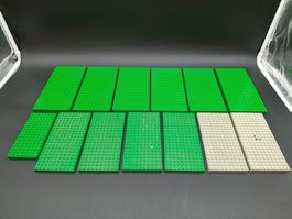 Original Lego Bauplatten, 13 Stück, Grün und Beige