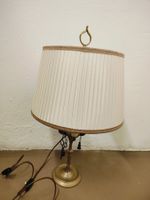 Vintage Tischlampe, Messingfuss mit Stoffschirm
