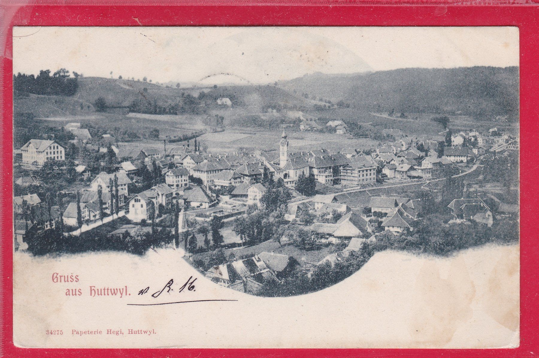 Ansichtskarten: GRUSS AUS HUTTWYL, 28.5.1901 – Gebraucht aus Oberrieden von Gebirgsstelze