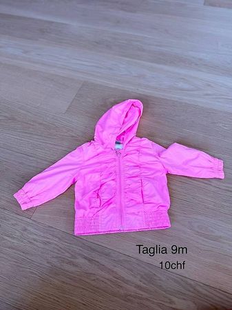 Giacca leggera rosa bambina con cappuccio, 9 mesi