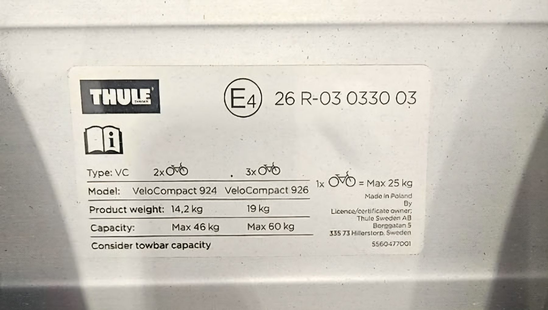 Thule Portapacchi: Fahrradträger Thule Velocompact 924 – Usato da Oberuzwil venduto da SpigEbike 4