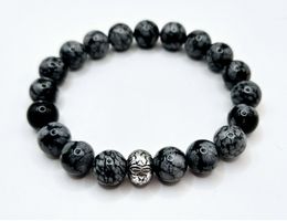 Herrenarmband Snowflakes Obsidian Heilsteine/Edelsteine