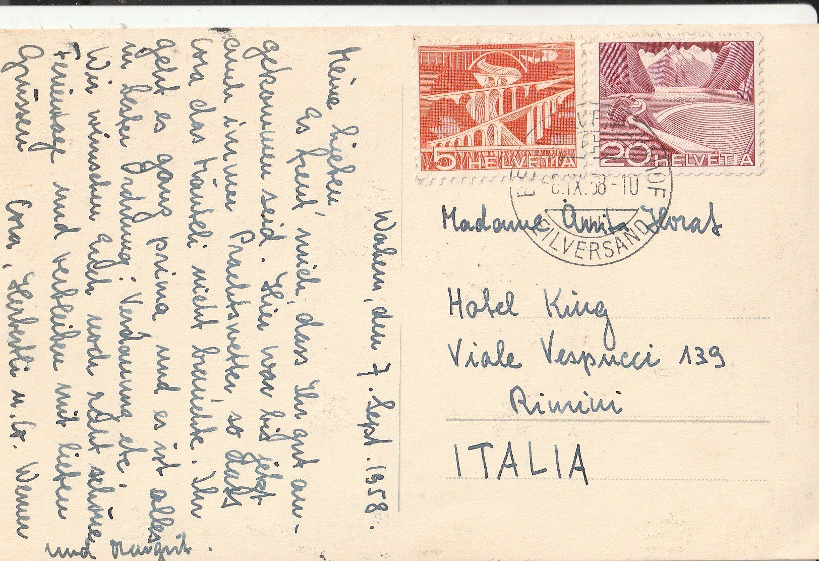 Cartoline postali: Haus Ort unbekannt 1958 – Usato da Lumbrein venduto da made02 1
