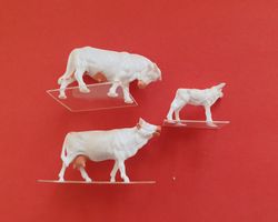 Miniaturmodell HO, 1 Bulle, 1 Kuh, 1 Kalb, ohne OVP, 1 vache