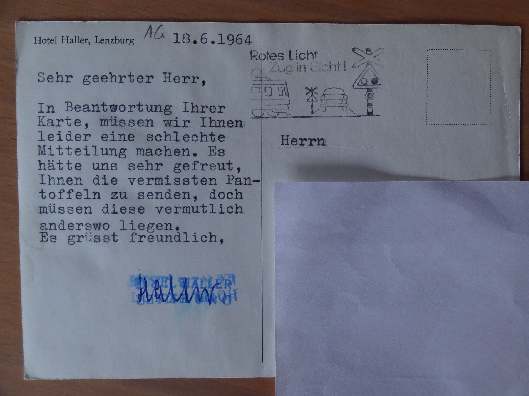 Cartoline postali: Lenzburg - Hotel Haller - 1964 – Usato da St Léonard venduto da Riglin 1