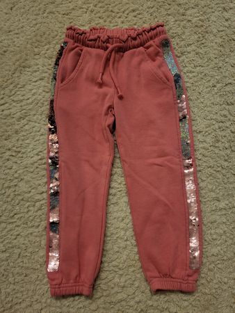 Mädchen Jogginghose rosa Paillettenstreifen 98/104