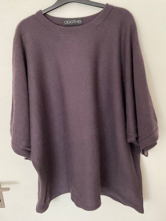 AGATHE oversize Pullover Gr ca 46 Wolle Pullover Taupe/braun