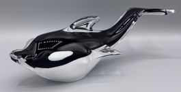 Glas Orca Wal Figur Vintage schwarz weiss Design Deko