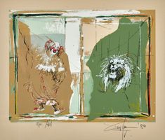 Knie Rolf "Clown mit Löwenkopf" Original handsig. Serigrafie