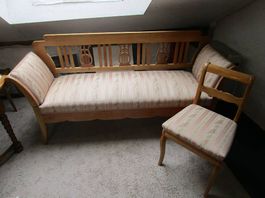 Biedermeier Sofa divano chaiselongue + 1 Stuhl/sedia