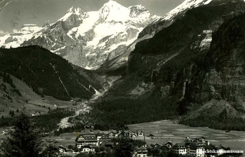Cartoline postali: Kandersteg - mit Blümlisalp + 1929 – Usato da Emmenbrücke venduto da teestube
