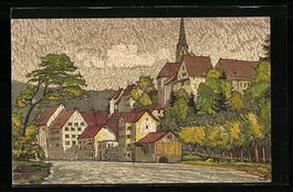 Künstler-AK Baden, An der Limmat