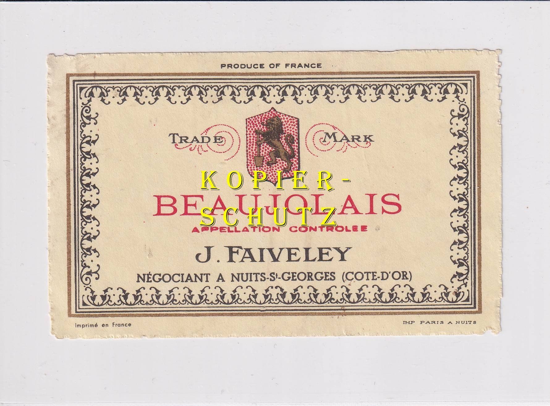 Carta: Etikette - Beaujolais (Faiveley) /bd – Usato da Hombrechtikon venduto da Rudolf07
