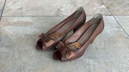 Pumps braun Leder Peeptoe