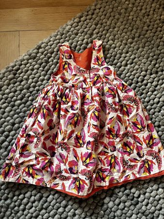 Wechsel-Kleid Baumwolle Gr. 104 Bunt Vögel Blumen Muster