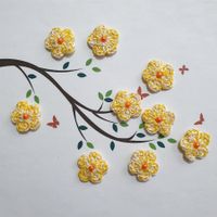 9 Stk Blumen gehäkelt mit Perlen (uncinetto, chrochet) 993 A