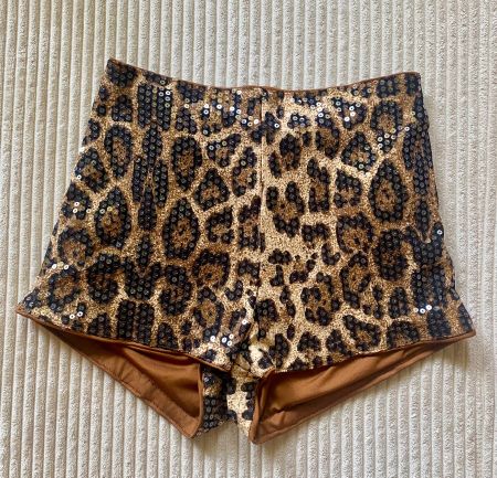 Missguided Leoprint Pailletten Glitzer Shorts XS NEU