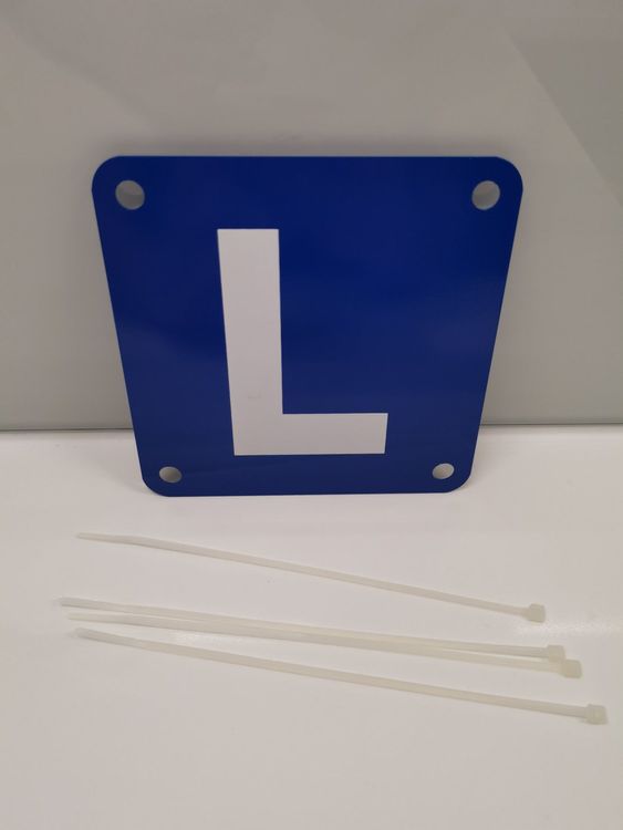 L-Schild (aus Blech) mit 4 Kabelbinder